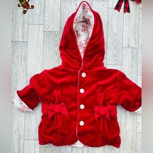 Koala Baby Red Velvet Jacket with Hoodie